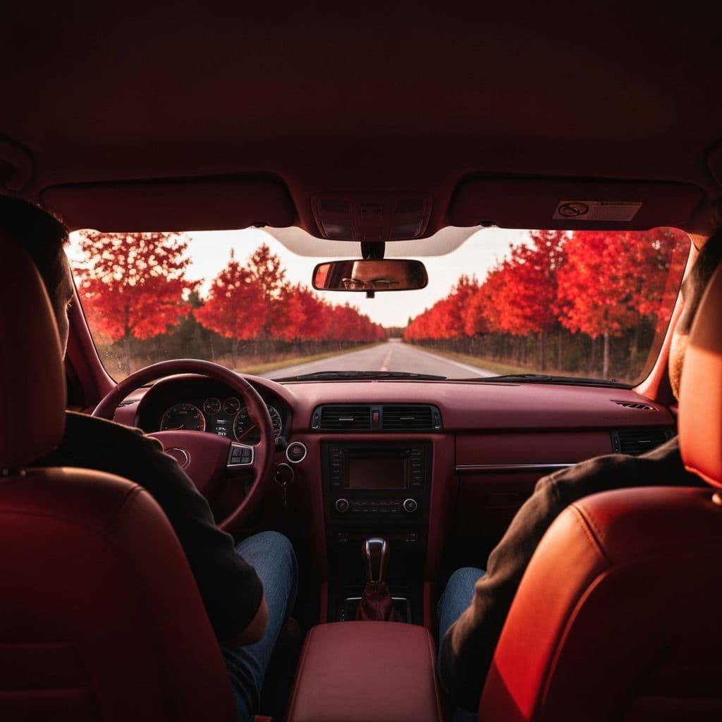 Scenic Canadian road through autumn forest